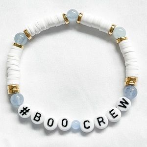 “#BooCrew” Peloton leaderboard tag stretch stacking bracelet